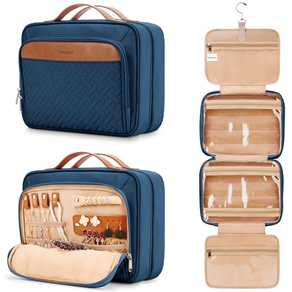 Large Travel Cosmetic Bag – Waterproof Hanging Toiletry & Makeup Organizer with Hook