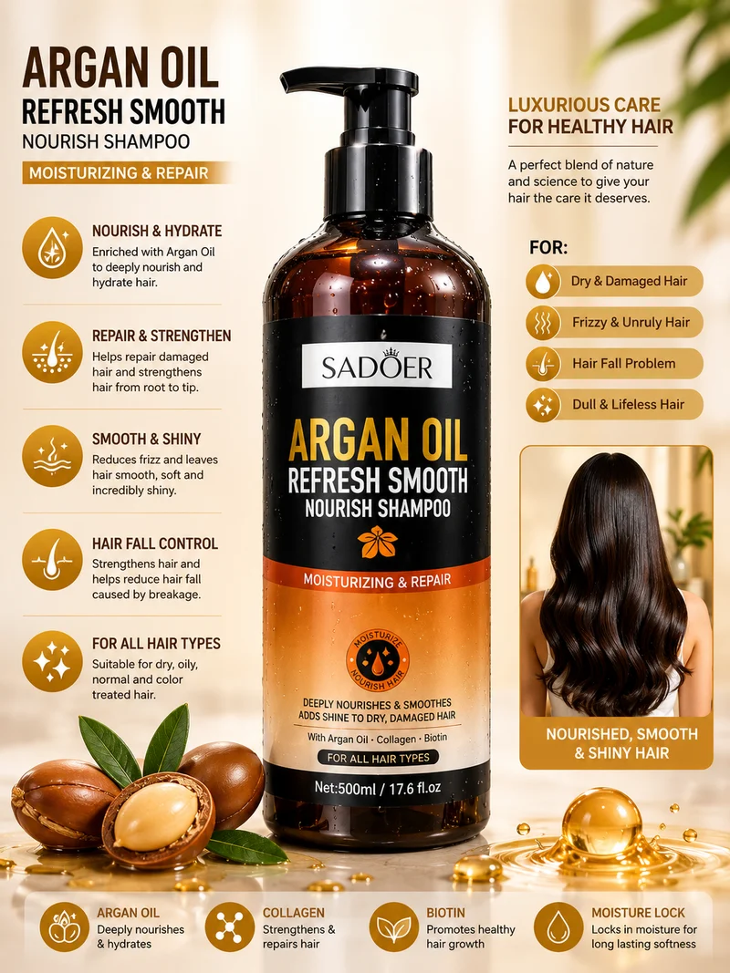 SADOER Argan Oil Refresh Smooth Nourish Shampoo – 500ml