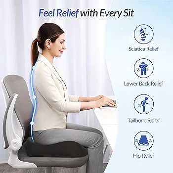 Ergonomic Seat Cushion – Comfortable Memory Foam Support for Office & Home