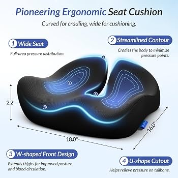 Ergonomic Seat Cushion – Comfortable Memory Foam Support for Office & Home