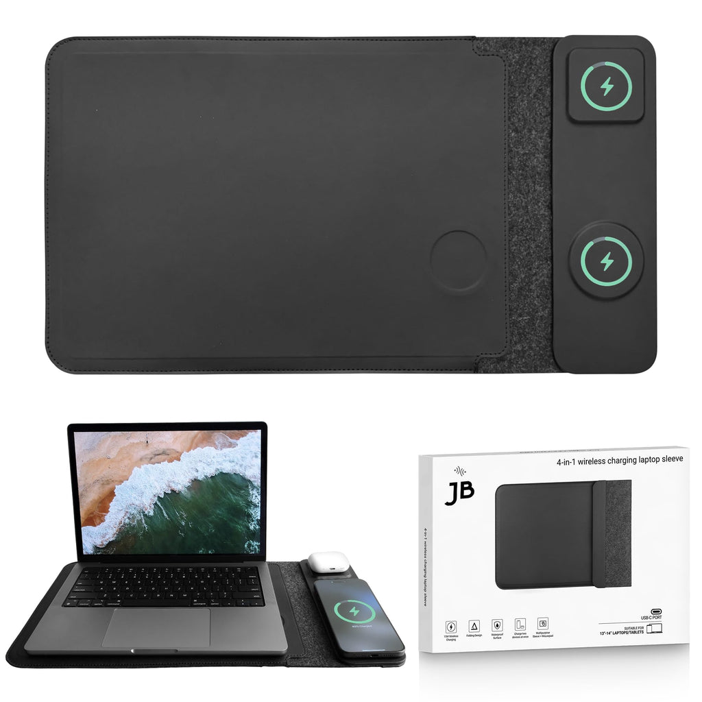 4-in-1 Wireless Charging Laptop Sleeve – Protective Multi-Function Laptop Case