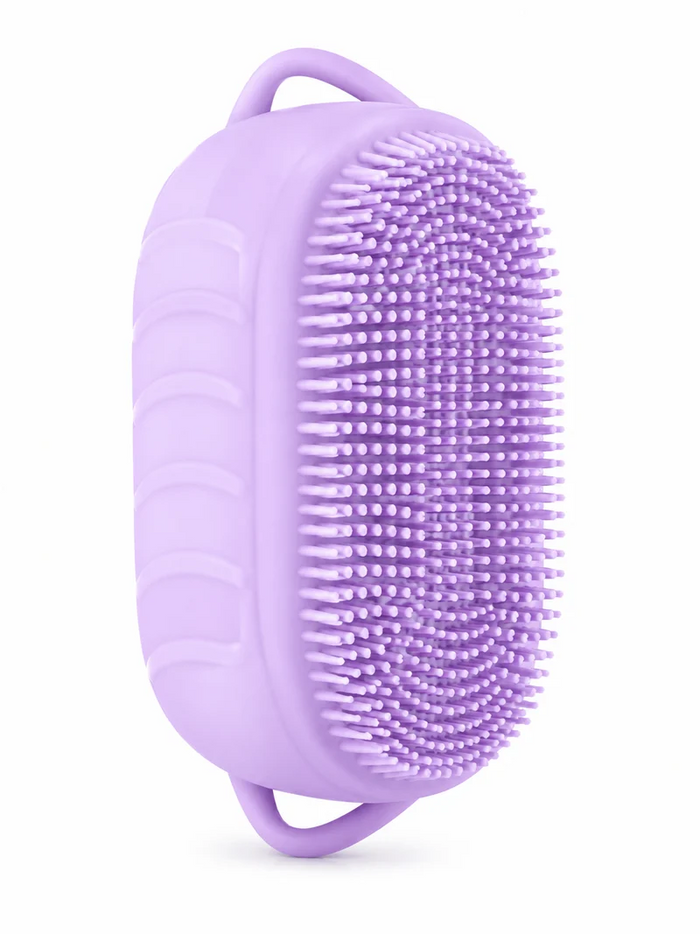 Purple Silicone Body Scrubber – Dual Handle Bath Brush