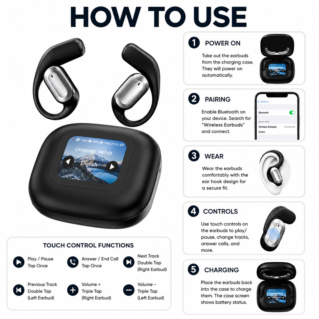 A16 Mini Pro Bluetooth Headset – Wireless Earphones with HD Sound & Compact Design