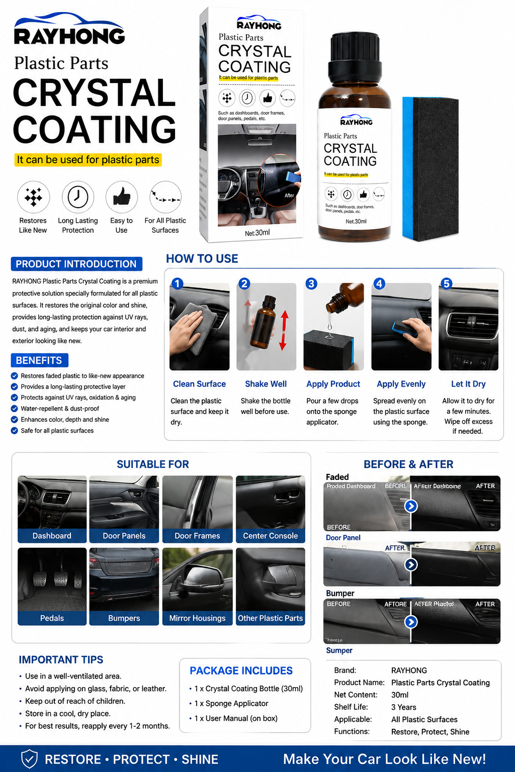 Ultra-Shine Crystal Coating Polish Long-Lasting Shine & Protection