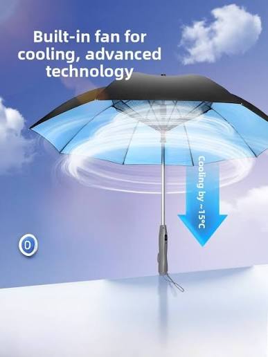 Fan Umbrella – Portable Electric Cooling Umbrella with Built-In Fan for Outdoor Sun Protection